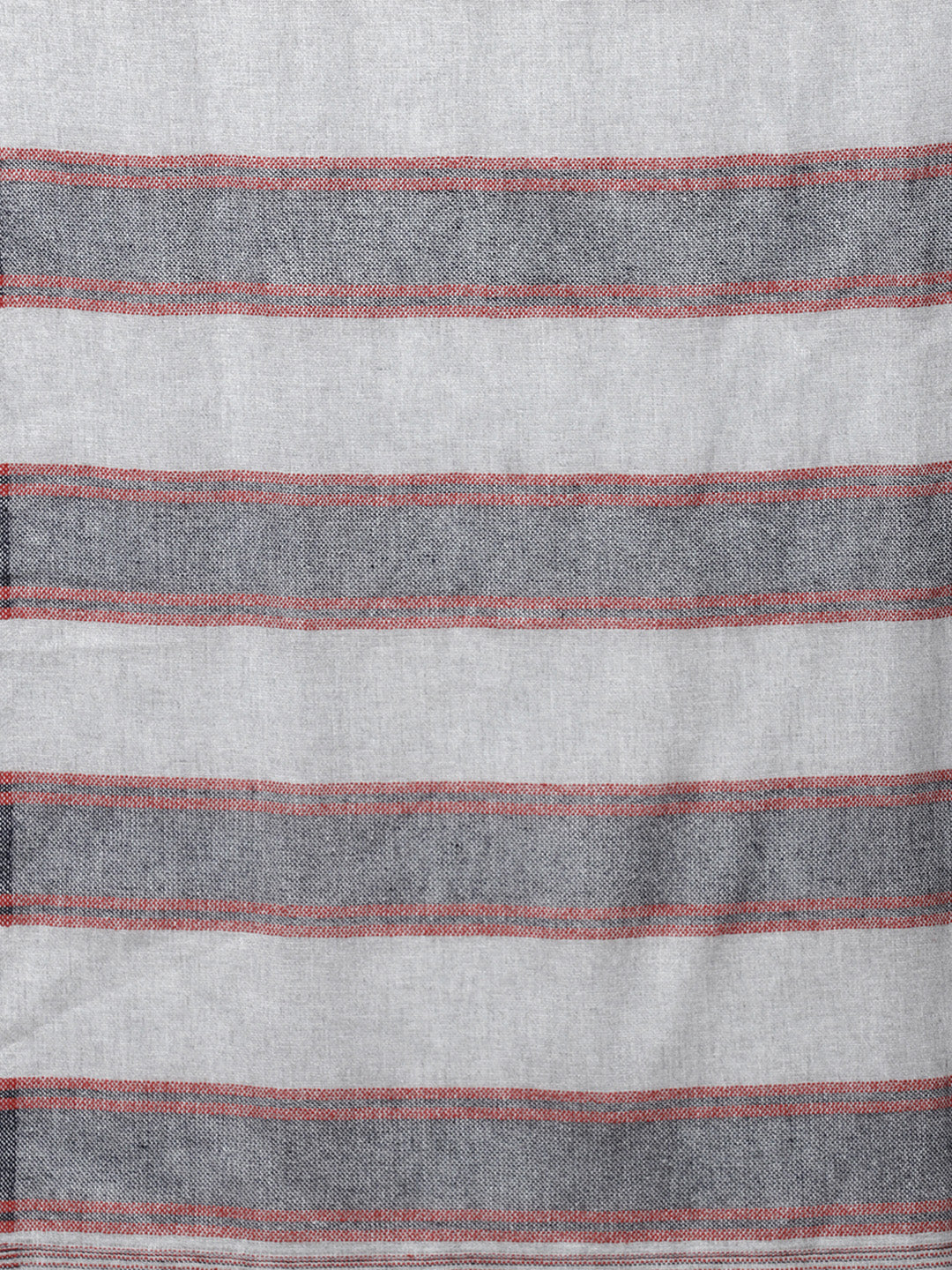 Grey & Red Recycled Poly Cotton Striped Stole