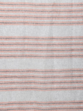 Grey & Peach Recycled Poly Cotton Striped Stole