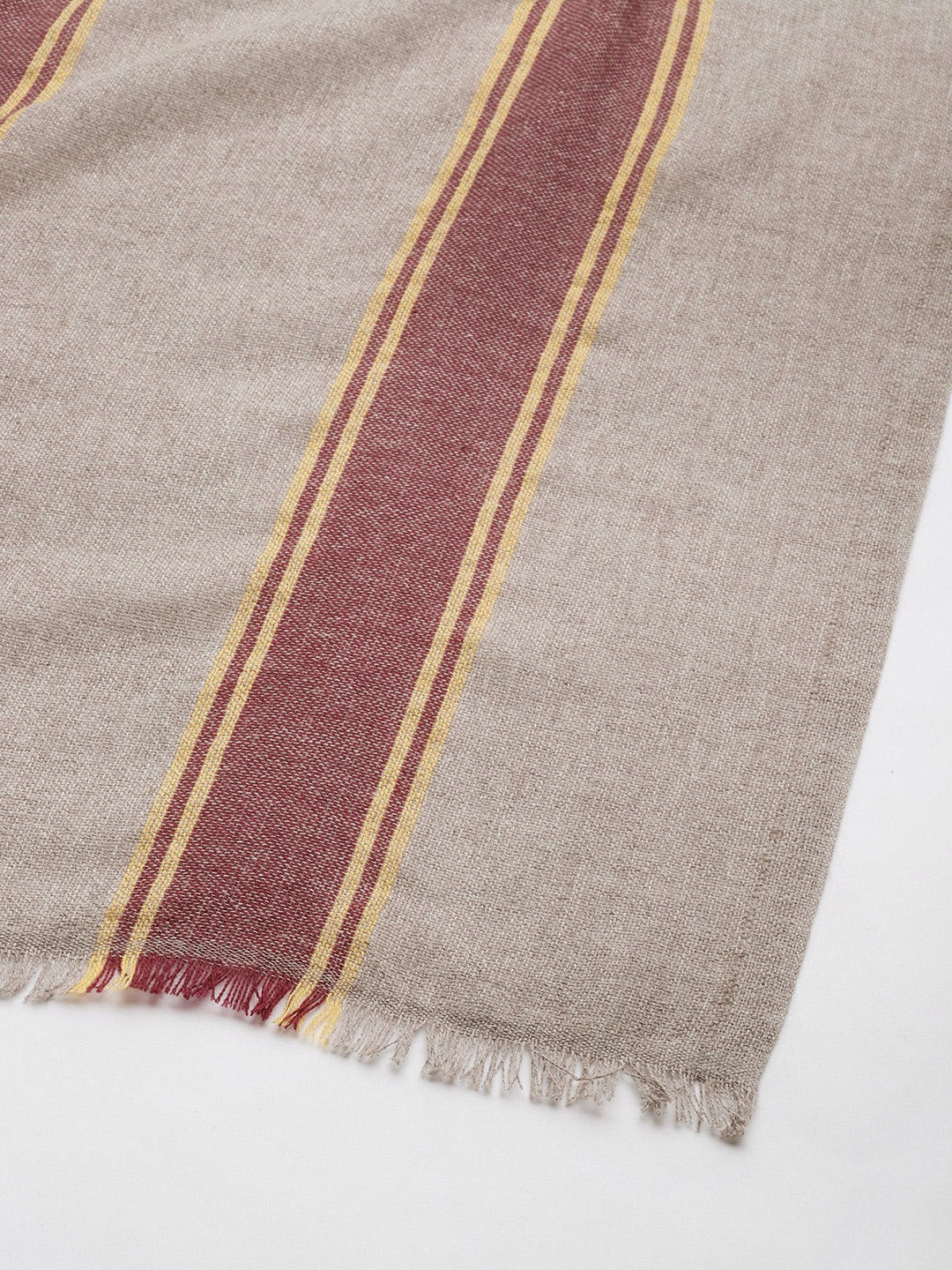 Maroon & Brown Recycled Poly Cotton Stripes Stole