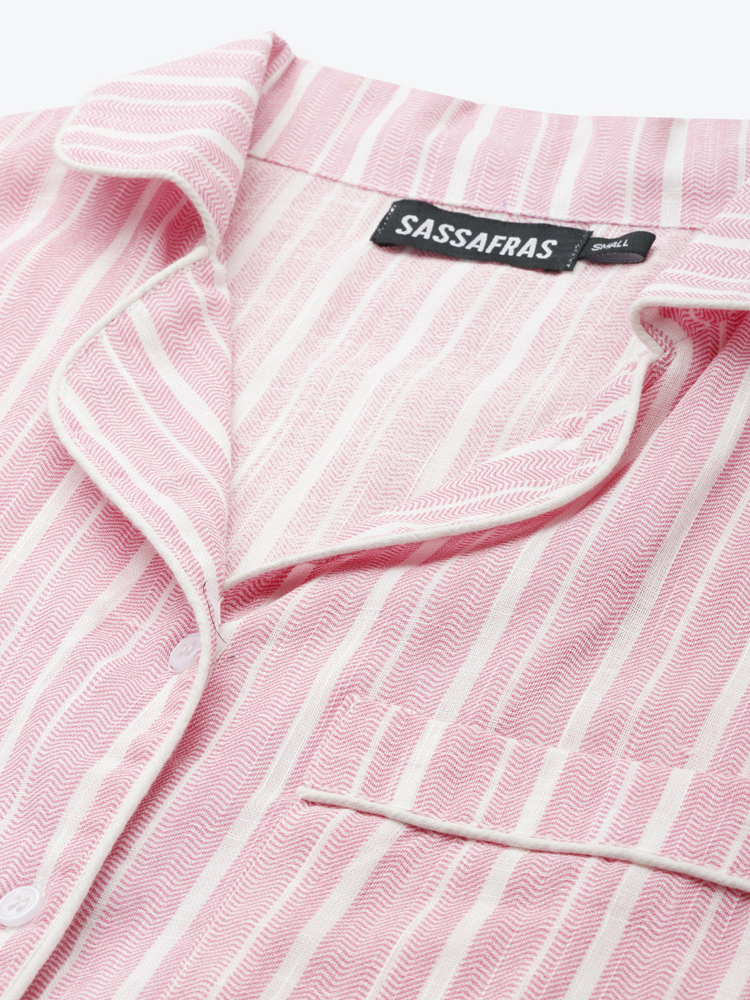 Pink & White Stripes Night Suit