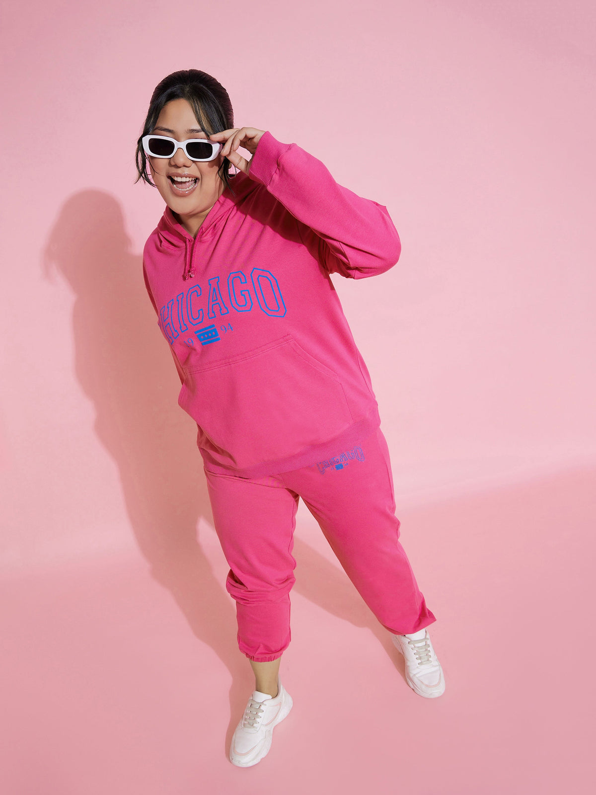 Pink CHICAGO Terry Hoodie With Joggers-SASSAFRAS Curve