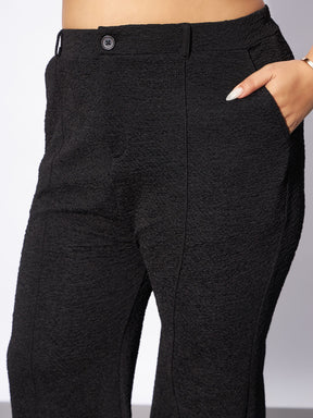 Black Wrap Top With Straight Pants-SASSAFRAS Curve