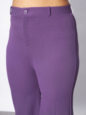Lilac Wrap Top With Kick Pleat Pants-SASSAFRAS Curve