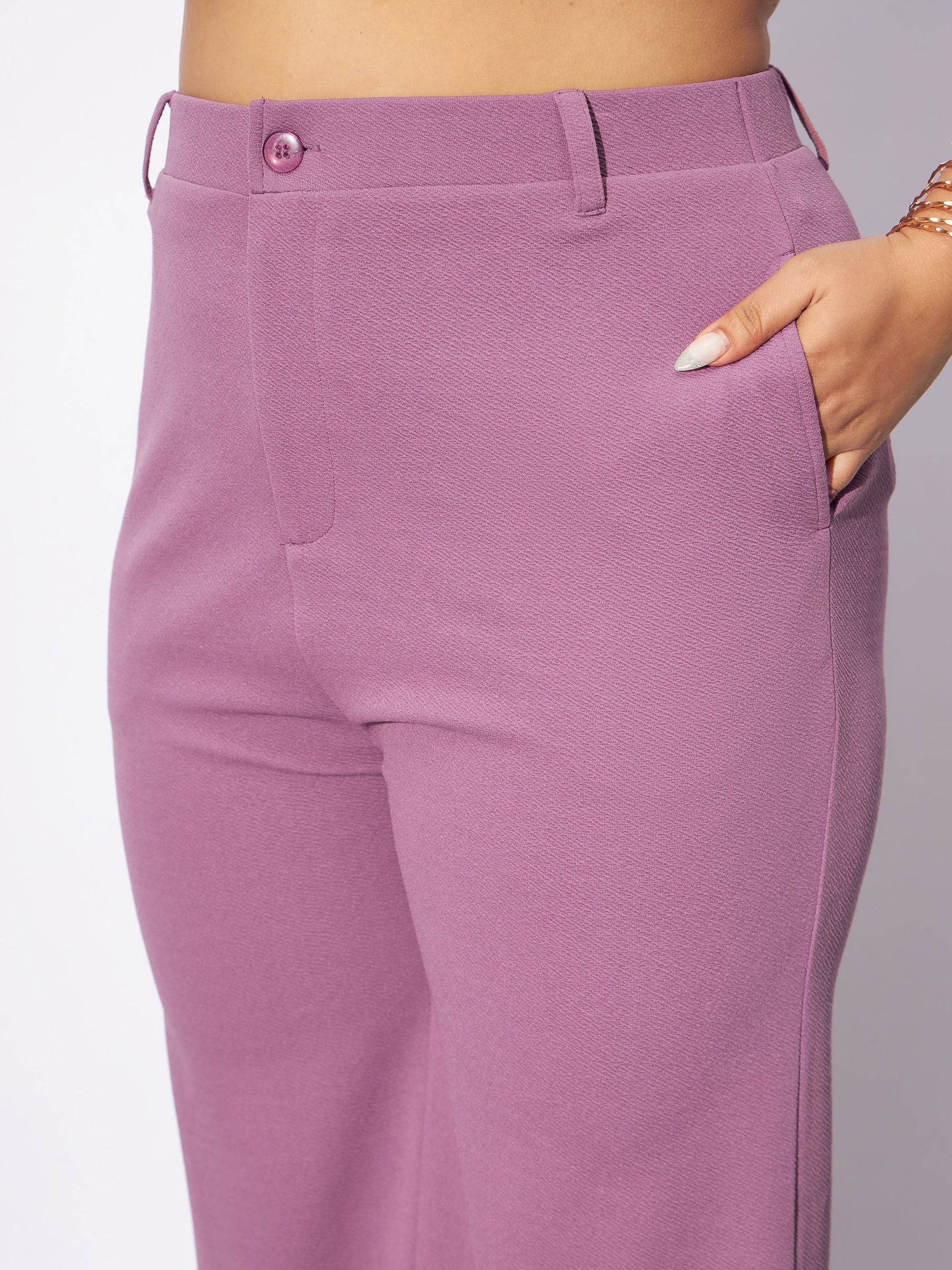 Pale Pink Front Button Top With Pants-SASSAFRAS Curve