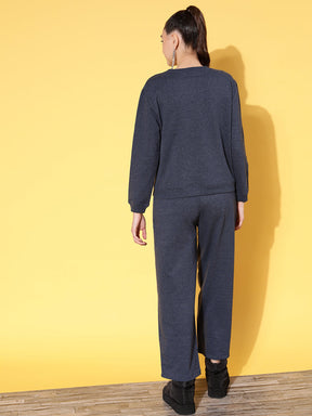 Blue Terry ROCK OUT Sweatshirt With Track Pants-SASSAFRAS