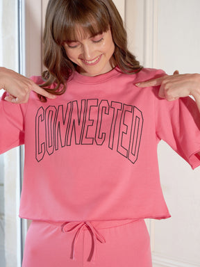 Pink CONNECTED Terry Crop T-Shirt With Lounge Pants-SASSAFRAS alt-laze