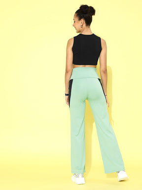 Olive & Black Colorblock Crop Top With Yoga Pants-SASSAFRAS alt-laze
