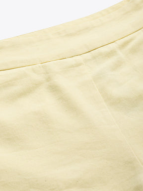 Yellow Side Zipper Twill Shorts