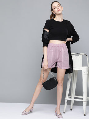 Lavender Garment-Dyed Twill Shorts