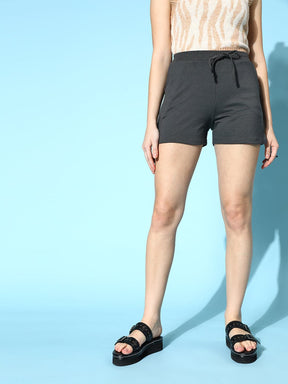 Women Navy Terry Shorts-Shorts-SASSAFRAS