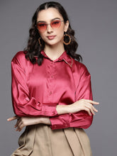 Pink Satin Longline Shirt -SASSAFRAS