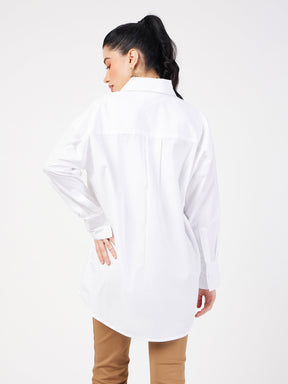 White Poplin Oversize Shirt-SASSAFRAS