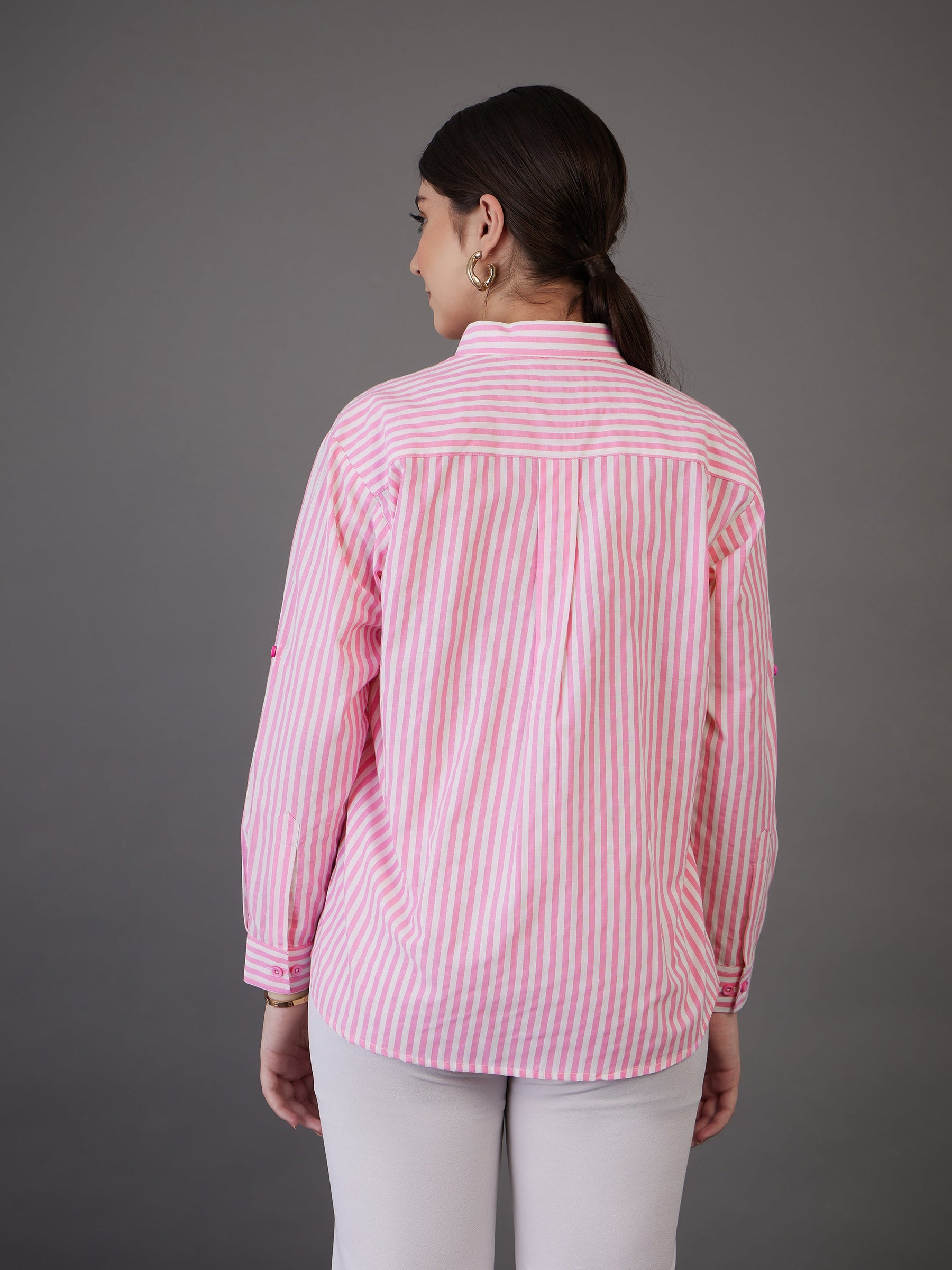 Pink Stripes Regular Fit Shirt-SASSAFRAS worklyf