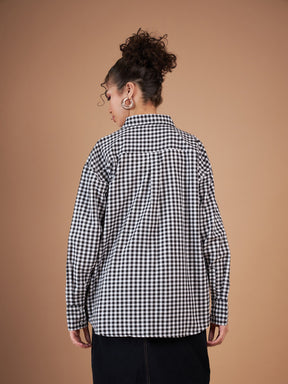Black & White Yarn Dyed Check Oversized Shirt-SASSAFRAS