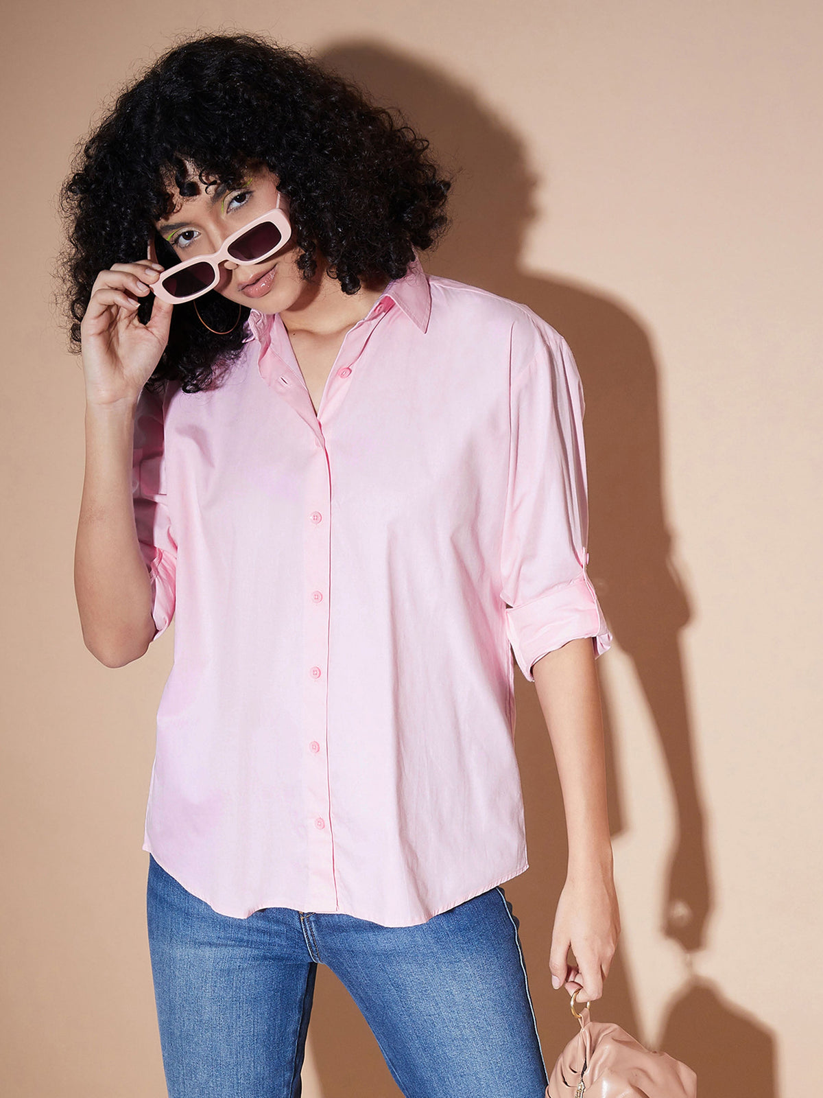 Pink Poplin Oversized Shirt-SASSAFRAS BASICS