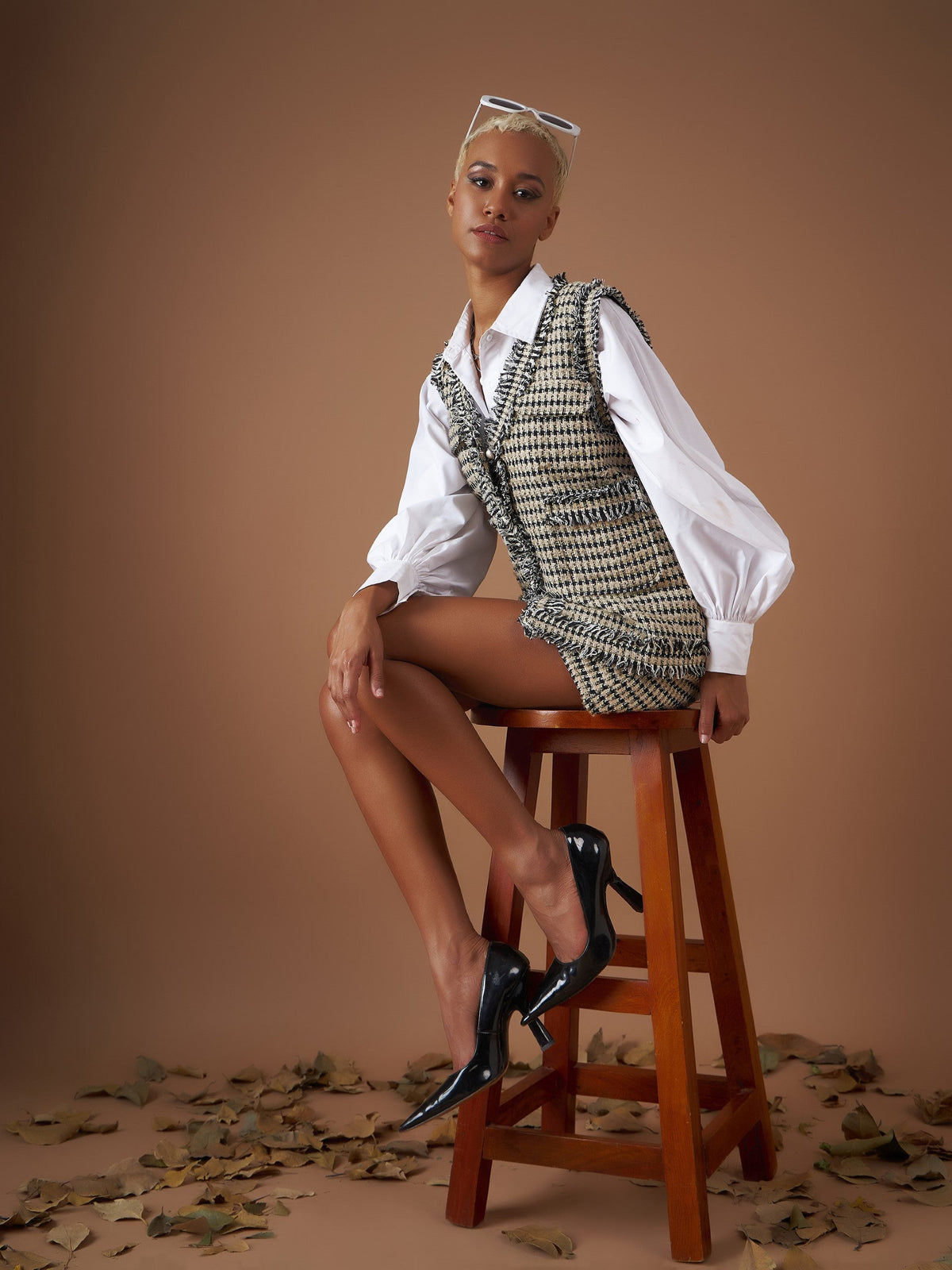 Off-White Check Jacquard Tweed Mini Skirt-SASSAFRAS