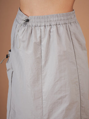 Light Grey Side Ruched Parachute Skirt-SASSAFRAS