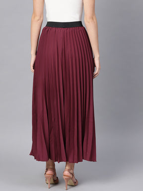 Burgundy Pleated Maxi Skirt