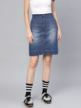 Denim Blue Washed Short Skirt-Skirts-SASSAFRAS