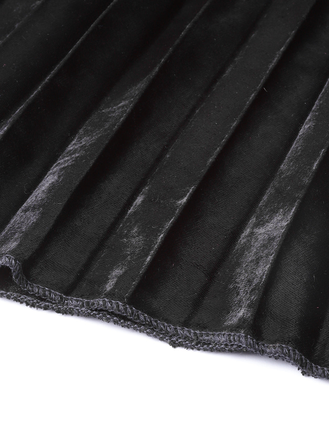 Black Velvet Pleated Skirt