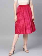 Pink Velvet Pleated Skirt-Skirts-SASSAFRAS