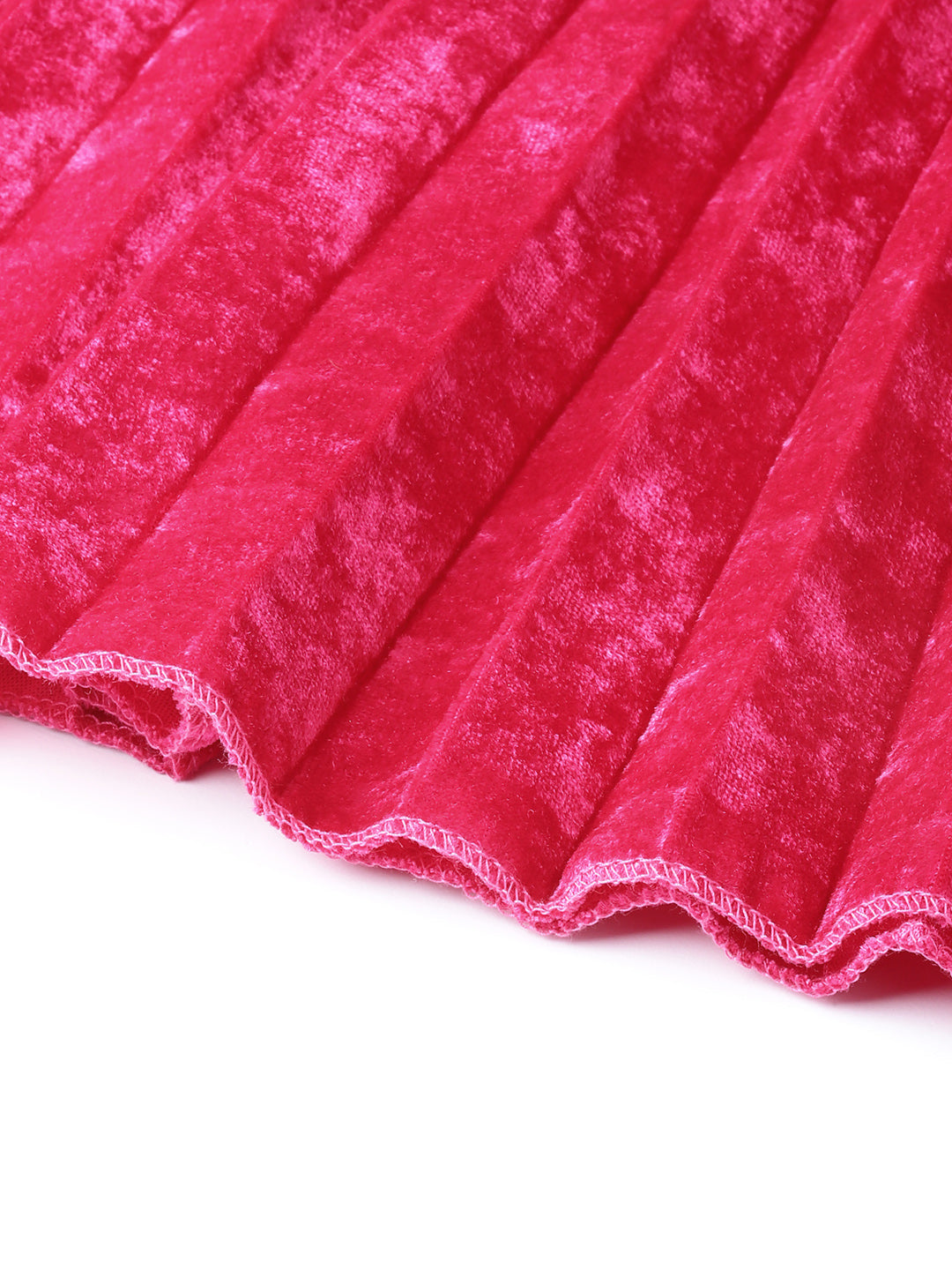 Pink Velvet Pleated Skirt