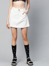 White Corduroy A-Line Mini Skirt-Skirts-SASSAFRAS