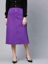 Purple Denim Asymmetrical Skirt-Skirts-SASSAFRAS