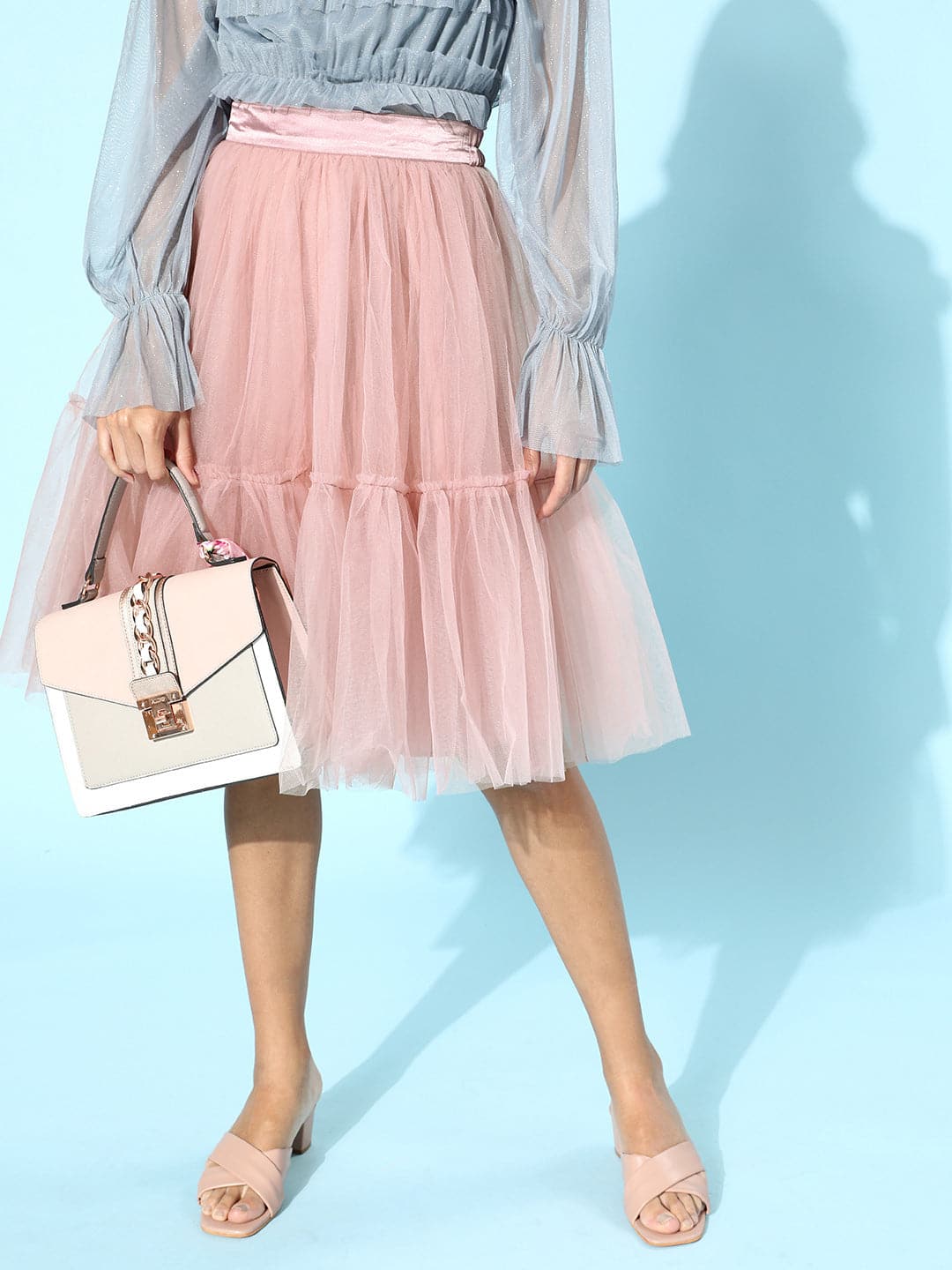 Dusty Pink Tulle Frilly Skirt-Skirts-SASSAFRAS