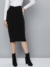 Black Twisted Midi Skirt-Skirts-SASSAFRAS