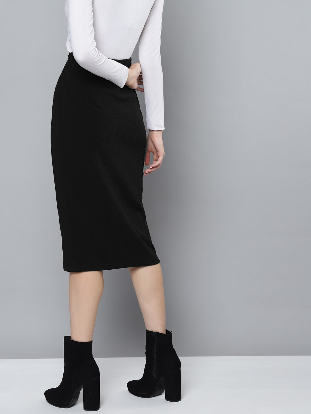 Black Twisted Midi Skirt
