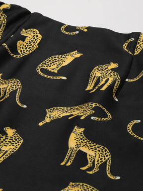 Black Scuba Cheetah Print Pencil Skirt