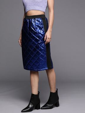 Royal Blue Mettalic Pencil Skirt -SASSAFRAS