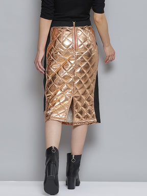 Copper Mettalic Pencil Skirt