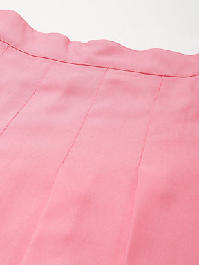 Women Pink Pleated Mini Skirt