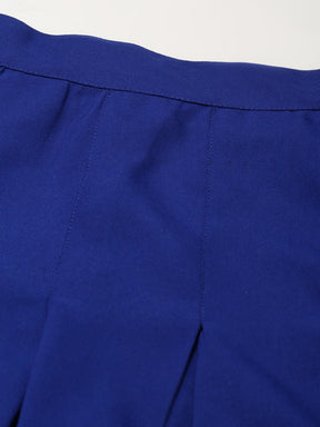 Women Royal Blue Pleated Mini Skirt