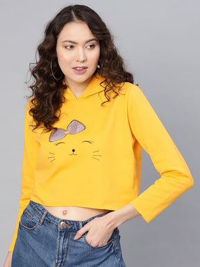 Yellow Kitty Sweatshirt-Sweatshirts-SASSAFRAS