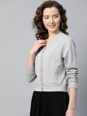 Grey Front Button Cardigan
