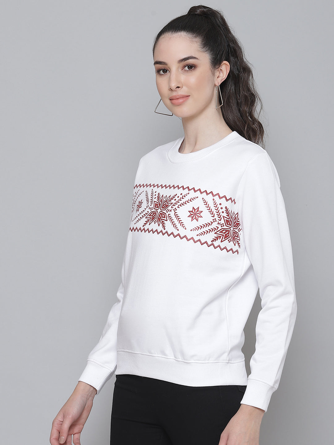 White Border Print Sweatshirt