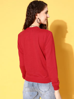 Red Terry JUST A GIRL Sweatshirt-SASSAFRAS