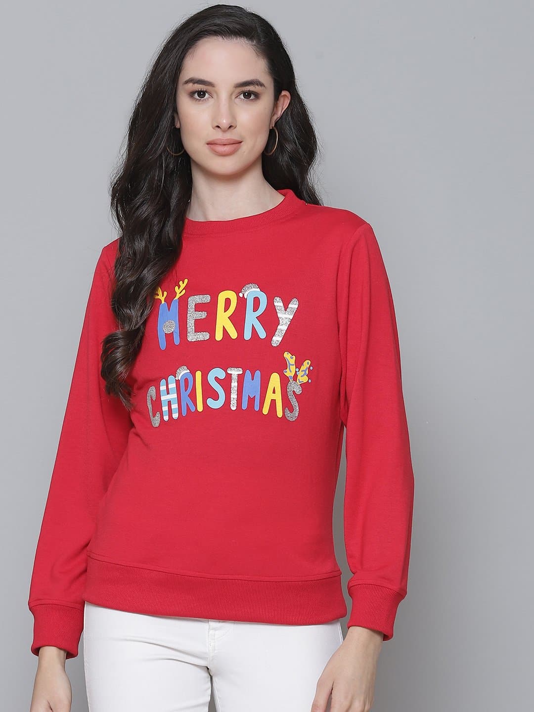 Red Terry MERRY CHRISTMAS Sweatshirt-Sweatshirts-SASSAFRAS
