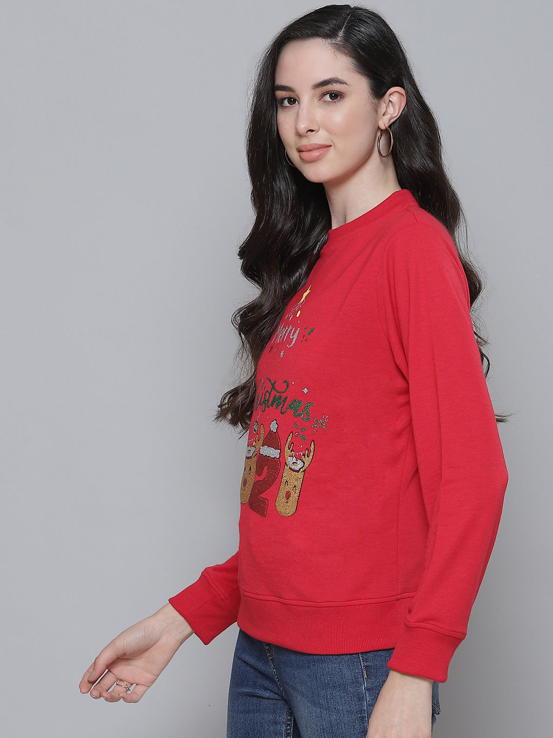 Red MERRY CHRISTMAS Terry Print Sweatshirt