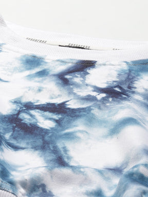 Navy & White Terry Cloud Wash Crop Sweatshirt