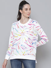 White Terry Multicolor Strokes Print Sweatshirt-Sweatshirts-SASSAFRAS