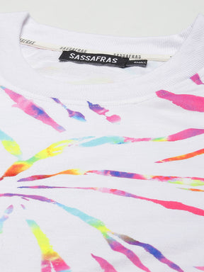 White Terry Multicolor Strokes Print Sweatshirt