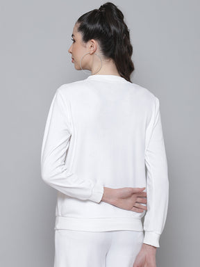 White Velour Studded GOD Sweatshirt
