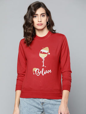 Red Terry BELIEVE Sweatshirt-Sweatshirts-SASSAFRAS