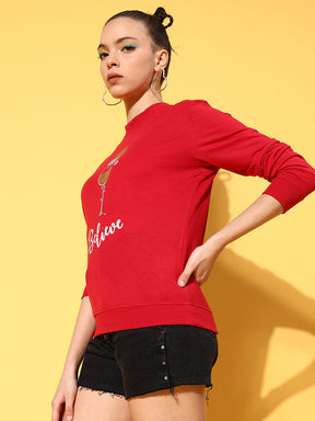 Red Terry BELIEVE Sweatshirt-SASSAFRAS