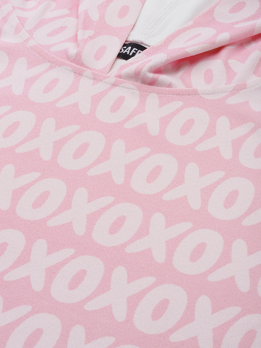 Women Pink XOXO Print Hooded Sweatshirt