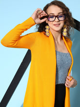 Mustard Shawl Collar Front Open Sweater-SASSAFRAS